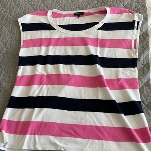 Ladies Talbot top pink and black striped petite large..like new seldom worn chic